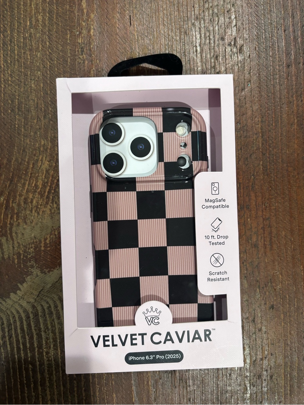 iPhone 16 Pro Velvet Caviar Pink and Black Checkered Case - brand new in box